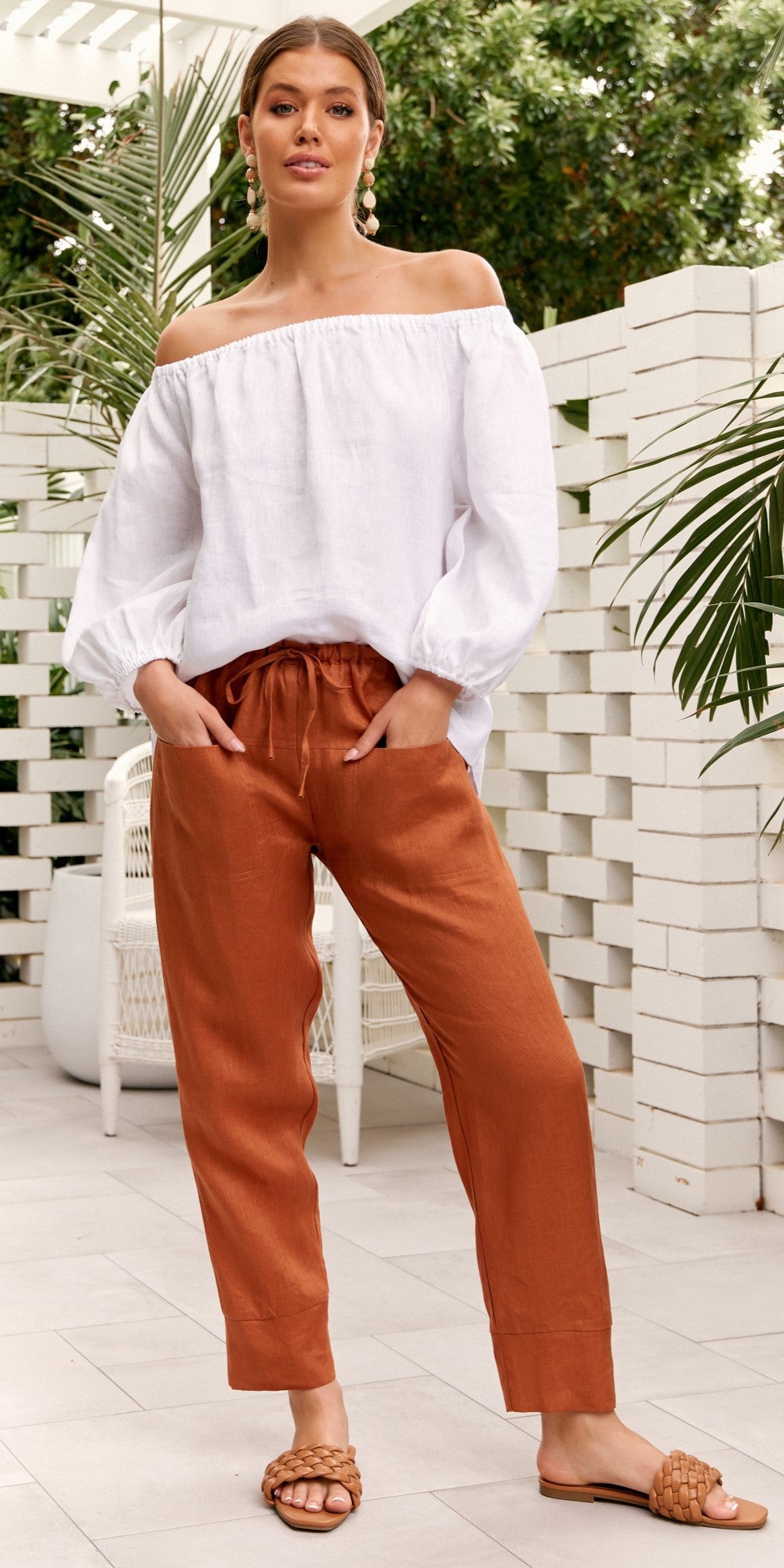 Adorne - Bridie Linen Pant - Spice