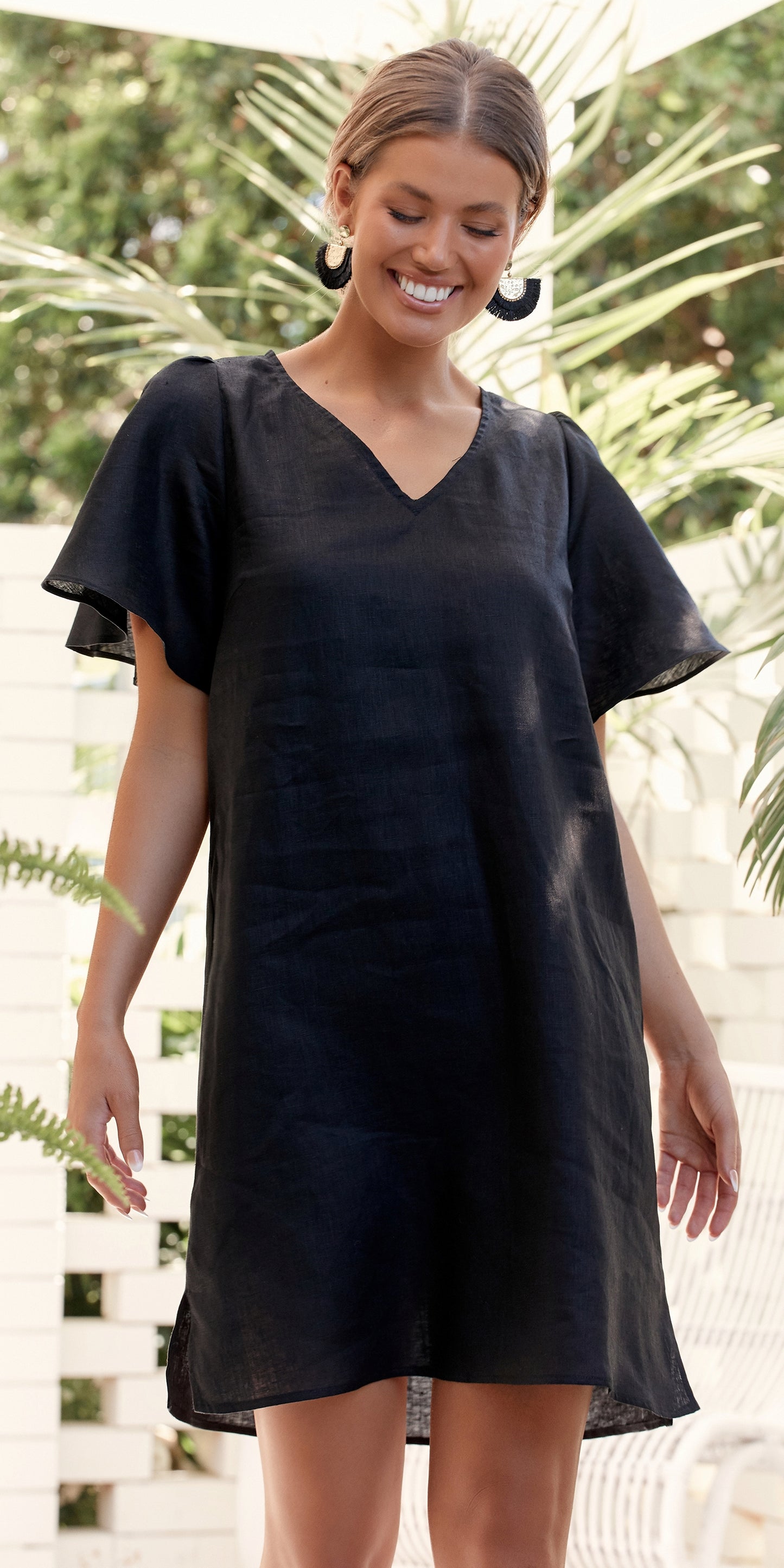 Adorne - Tayla Linen Dress (Black)